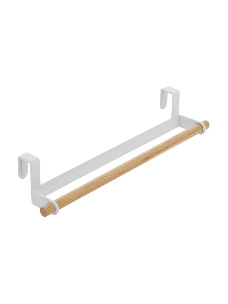 Handtuchhalter Tosca, Halter: Stahl, beschichtet, Stange: Holz, Weiß, Holz, 33 x 6 cm