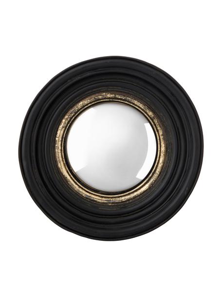 Runder Wandspiegel Resi mit schwarz-goldenem Rahmen, Rahmen: Polyresin, Spiegelfläche: Spiegelglas, Schwarz, Goldfarben, Ø 26 x T 4 cm