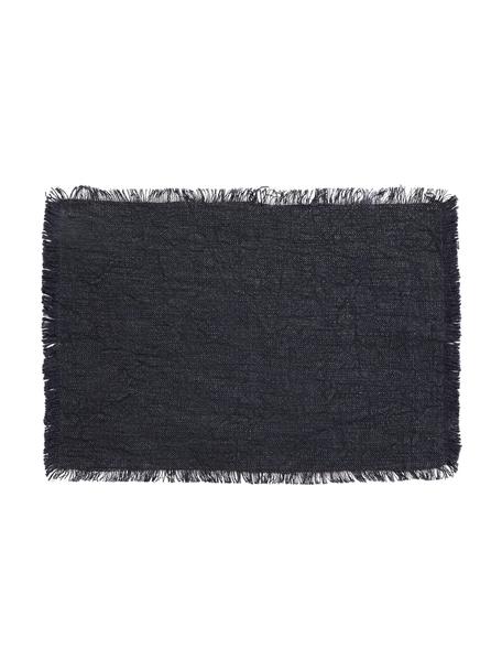 Manteles individuales de algodón con flecos Atria, 2 uds., 100% algodón, Azul oscuro, An 33 x L 48 cm