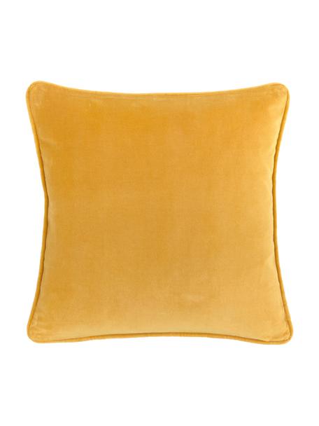 Funda de cojín de terciopelo Dana, 100% terciopelo de algodón, Amarillo ocre, An 50 x L 50 cm