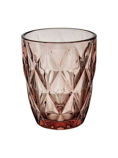 Bicchiere acqua con motivo strutturato Colorado 4 pz, Vetro, Toni di bacche, trasparente, Ø 8 x Alt. 10 cm