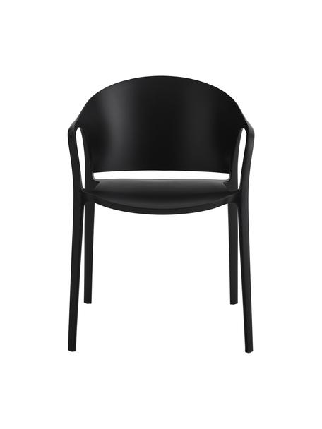 Umělohmotné židle s područkami Monti, 2 ks, Umělá hmota, Černá, Š 56 cm, H 54 cm