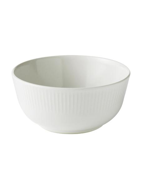 Miseczka o ryflowanej strukturze Groove, 4 szt., Kamionka, Biały, Ø 15 x W 7 cm
