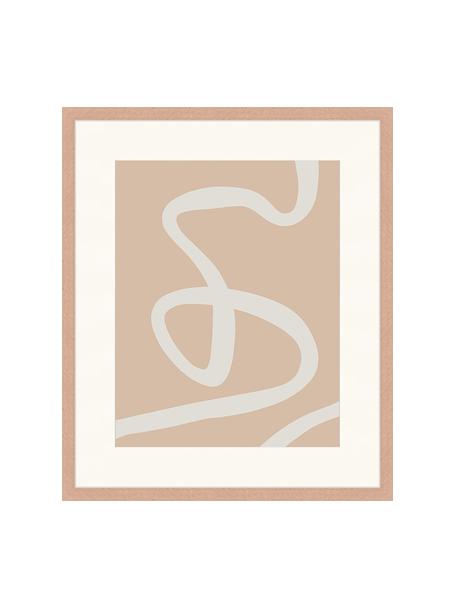 Stampa digitale incorniciata Beige Drawing, Immagine: stampa digitale su carta,, Cornice: legno, verniciato, Marrone, bianco, Larg. 53 x Alt. 63 cm