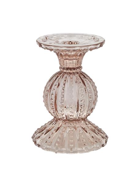 Świecznik szklany Silva, Szkło, Blady różowy, transparentny, Ø 10 x W 14 cm