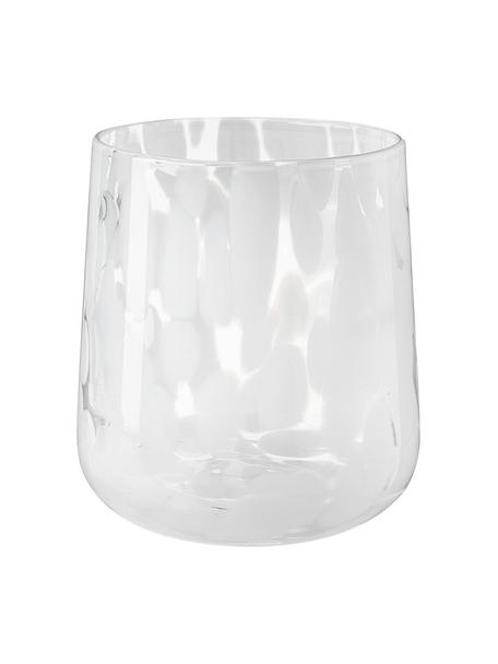 Handgemachte Wassergläser Oakley mit Tupfen-Muster, 4 Stück, Glas, Weiß, Ø 9 x H 10 cm, 370 ml