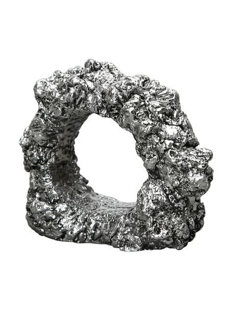 Servetringen Minerale in zilverkleurig, 6 stuks, Polyresin, Zilverkleurig, B 7  x H 6 cm