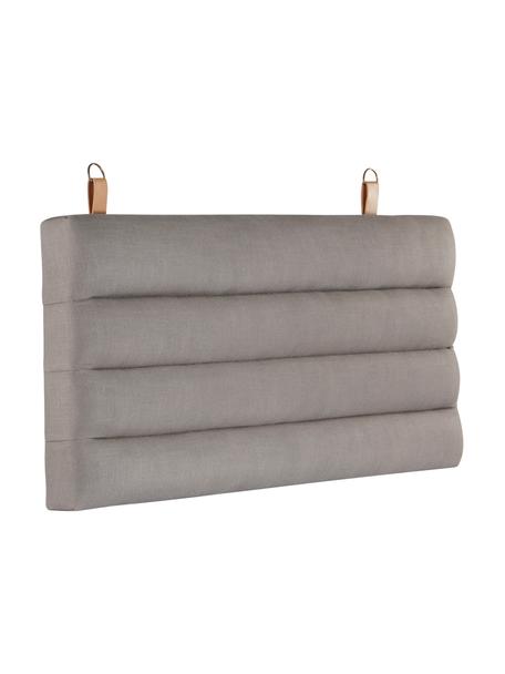 Cabecero tapizado Amsterdam, Funda: 100% lino, Estructura: madera contrachapada, Asas: cuero sintético, Tejido gris, An 160 x Al 60 cm