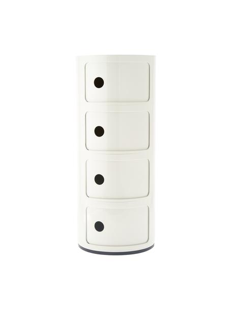 Contenitore di design bianco crema con 4 cassetti Componibili, Plastica (ABS), laccata, certificata Greenguard, Bianco crema, Ø 32 x Alt. 77 cm