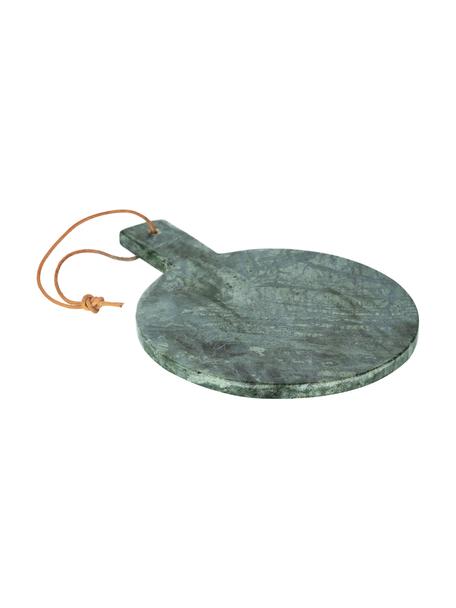 Marmeren snijplank Tresa met ophanglus, L 30 x B 22 cm, Ophanglus: buffelleer, Gemarmerd groen, L 30 x B 22 cm
