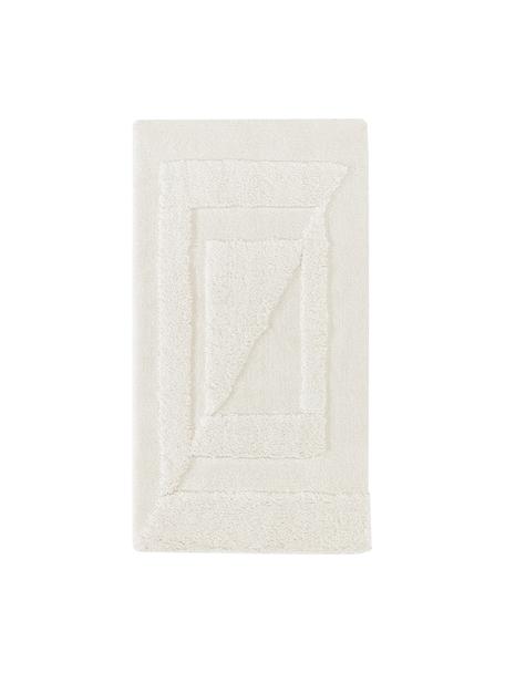Flauschiger Hochflor-Teppich Zion mit erhabener Hoch-Tief-Struktur, Flor: 100 % Polyester, GRS-zert, Cremeweiß, B 80 x L 150 cm (Größe XS)
