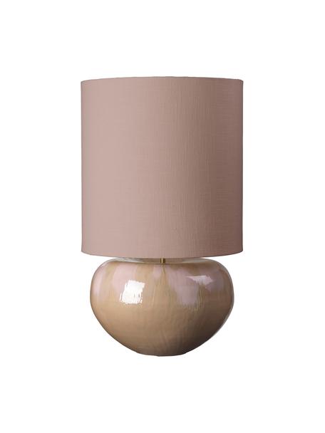 Grote tafellamp Ena in taupe, Lampenkap: stof, Lampvoet: gecoat aluminium, Beige, Ø 40 x H 68 cm