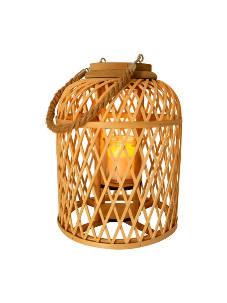 Solar LED-Kerze Korab mit Bambuskorb, Korb: Bambus, Griff: Jute, Hellbraun, Ø 23 x H 29 cm