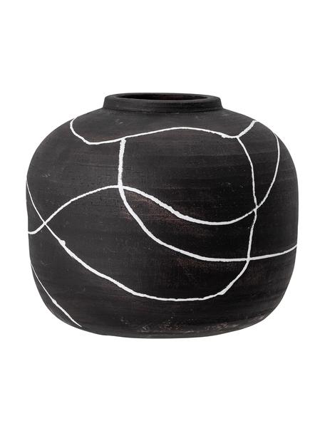 Kleine Vase Niza aus Terrakotta, Terrakotta, Schwarz, Weiß, Ø 20 x H 17 cm