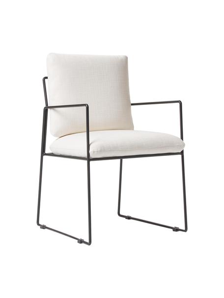 Chaise rembourrée en métal Wayne, Tissu blanc, larg. 54 x prof. 52 cm