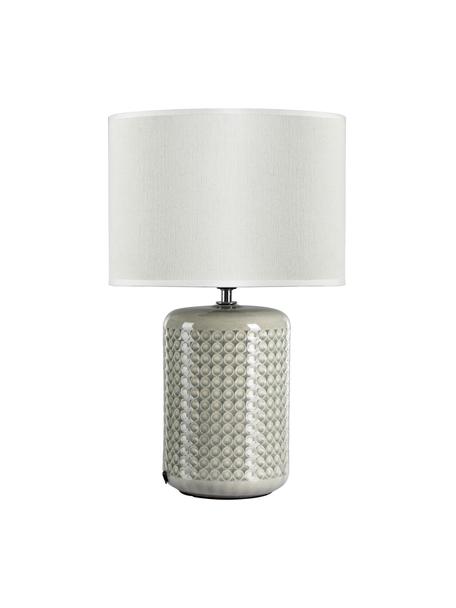 Lámpara de mesa Go for Glow, Pantalla: lino, Base de la lámpara: cerámica, Gris verdoso, blanco, Ø 25 x Al 40 cm