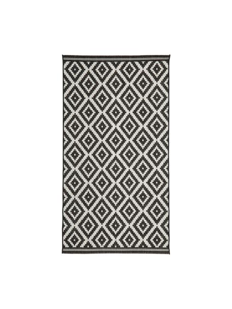 Vzorovaný koberec do interiéru/exteriéru Miami, čierna/biela, 86 % polypropylén, 14 % polyester, Krémovobiela, čierna, Š 80 x D 150 cm (veľkosť XS)