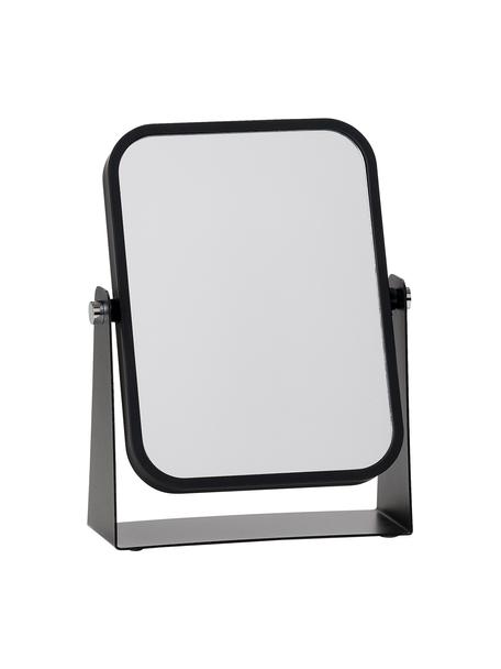 Eckiger Kosmetikspiegel Aurora mit Vergrößerung, Rahmen: Metall, beschichtet, Spiegelfläche: Spiegelglas, Schwarz, 15 x 21 cm