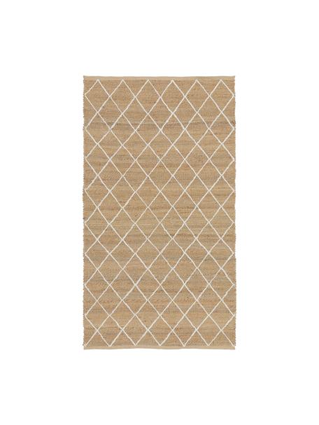 Ręcznie wykonany dywan z juty Kunu, 100% juta, Brązowy, biały, S 80 x D 150 cm (Rozmiar XS)