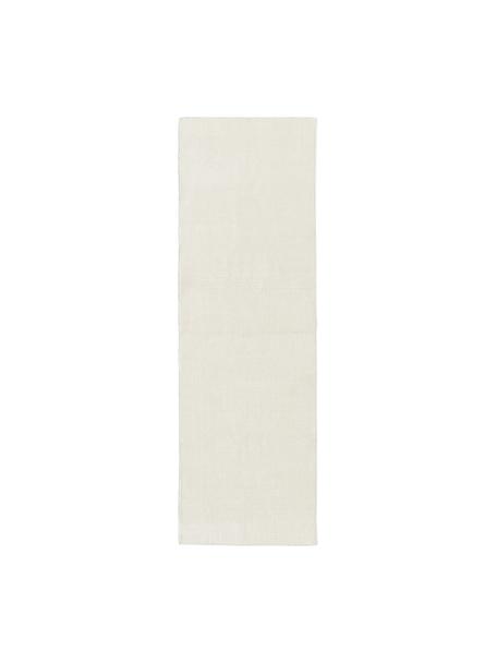 Handgeweven laagpolige loper Willow, 100% polyester, GRS-gecertificeerd, Crèmewit, B 80 x L 250 cm