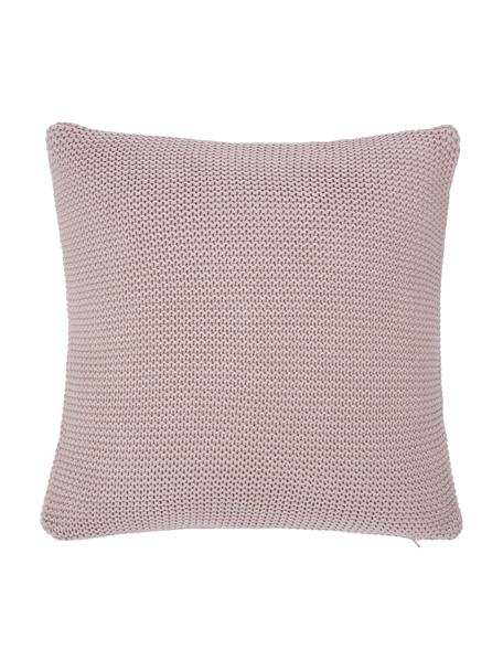 Federa arredo a maglia in cotone biologico rosa cipria Adalyn, 100% cotone biologico, certificato GOTS, Rosa cipria, Larg. 40 x Lung. 40 cm