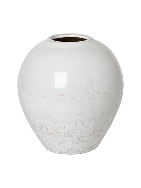 Ręcznie wykonany wazon z ceramiki Ingrid, Ceramika szkliwiona, Biały, nakrapiany, Ø 24 x W 26 cm