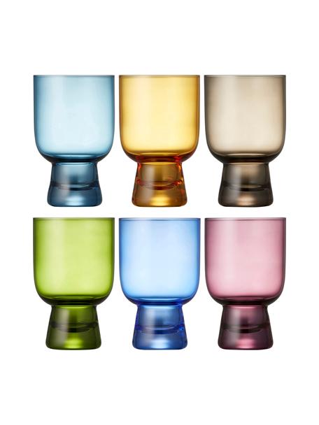 Kleine gekleurde waterglazen Tumbli, set van 6, Glas, Meerkleurig, Ø 8 x H 12 cm, 300 ml