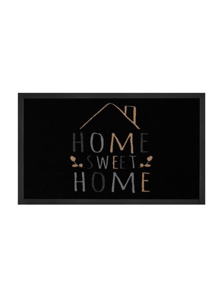 Polyamid-Fußmatte Home Sweet Home, Vorderseite: Polyamid, Rückseite: Gummi, Schwarz, Grau, Beige, B 45 x L 75 cm