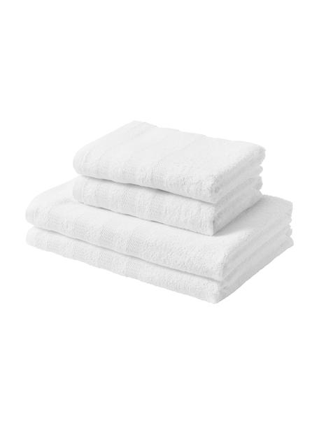 Set de toallas de algodón Camila, 4 uds., Blanco, Set de diferentes tamaños