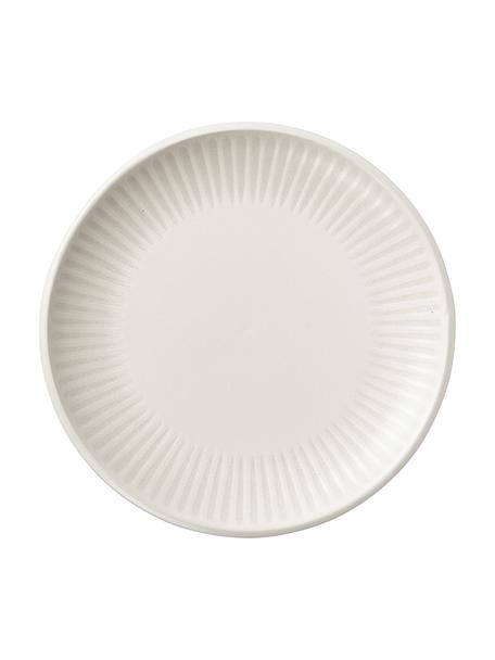 Assiettes à dessert avec motif à rayures Zabelle, 4 pièces, Grès cérame, Blanc crème, beige, Ø 23 x haut. 3 cm
