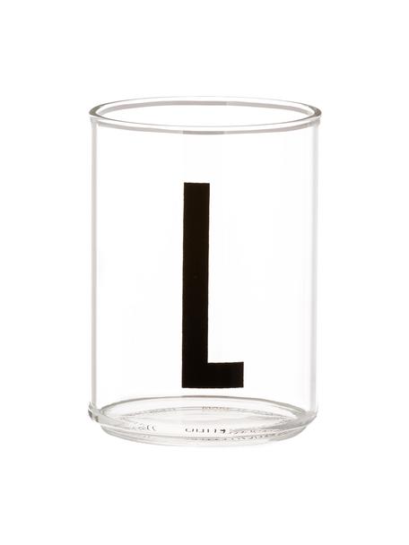 Design Wasserglas Personal mit Buchstaben (Varianten von A bis Z), Borosilikatglas, Transparent, Schwarz, Wasserglas M, 300 ml