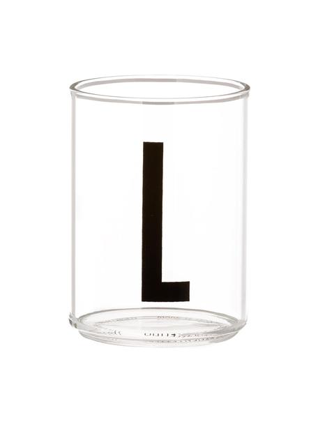 Design Wasserglas Personal mit Buchstaben (Varianten von A bis Z), Borosilikatglas, Transparent, Schwarz, Wasserglas A, 300 ml
