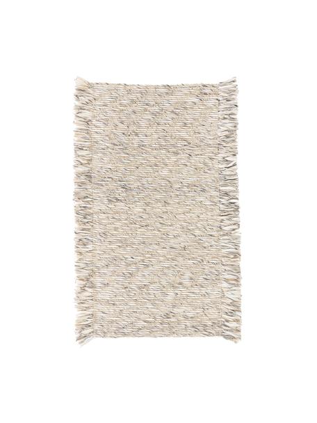 Flachgewebter Teppich Bunko mit Fransen, 86 % recyceltes Polyester, 14 % Baumwolle, Beige, meliert, B 160 x L 230 cm (Größe M)