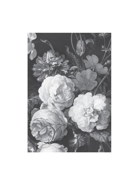 Papel pintado mural Flowers, Tejido no tejido, Negro, blanco, An 195 x Al 280 cm