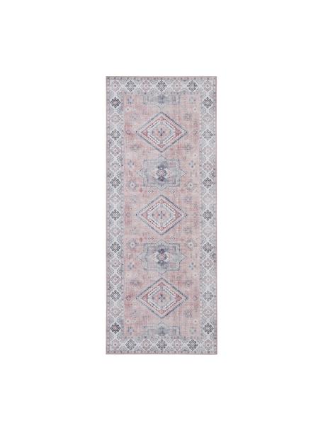 Tapis de couloir vintage Gratia, 100 % polyester, Vieux rose, gris, larg. 80 x long. 200 cm