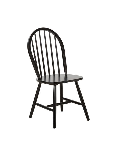 Windsor-Holzstühle Megan in Schwarz, 2 Stück, Kautschukholz, lackiert, Schwarz, B 46 x T 51 cm