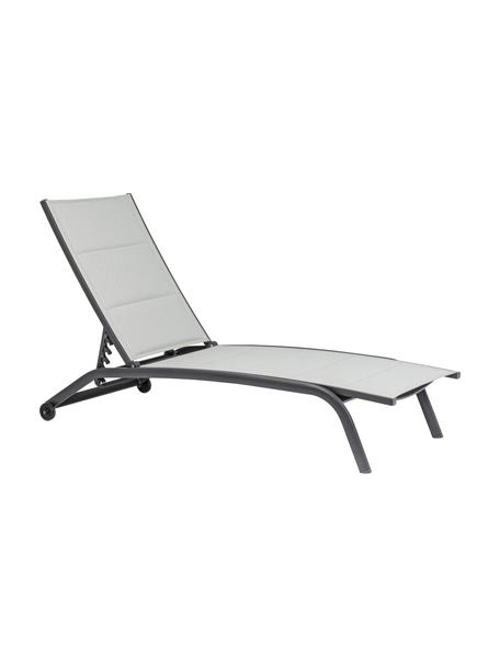 Lettino prendisole Cleo, Rivestimento: 100% poliestere, Struttura: alluminio verniciato a po, Ruote: materiale sintetico, Antracite, Lung. 192 x Larg. 61 cm
