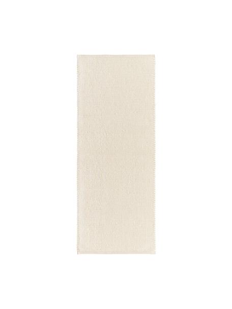 Passatoia in lana tessuta a mano Amaro, Retro: 100% cotone Nel caso dei , Bianco crema, Larg. 80 x Lung. 200 cm