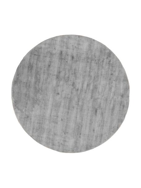 Ručně tkaný kulatý viskózový koberec Jane, Šedá, Ø 250 cm (velikost XL)