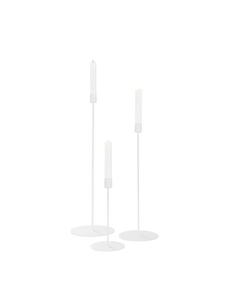 Set 3 candelabri bianchi Elsy, Metallo verniciato a polvere, Bianco, Set in varie misure