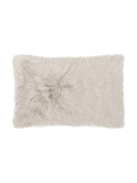 Poszewka na poduszkę ze skóry owczej Oslo, proste włosie, Beżowy, S 30 x D 50 cm