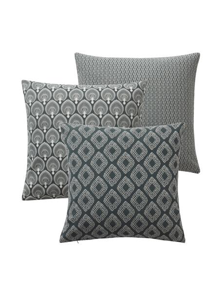 Set van 3 kussenhoezen Cousin van biokatoen in groen, 100% katoen, Groen, wit, B 45 cm x L 45 cm