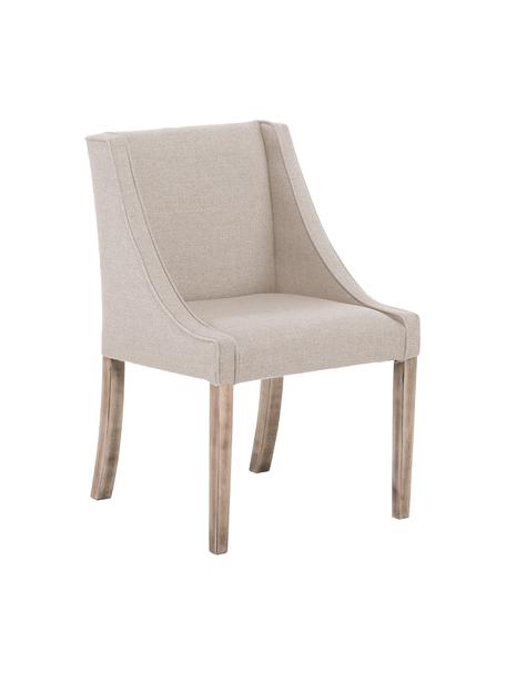 Krzesło tapicerowane z nogami z drewna Savannah, Tapicerka:  100% poliester Dzięki tk, Nogi: lite, lakierowane drewno , Beżowa tkanina, S 60 x G 60 cm