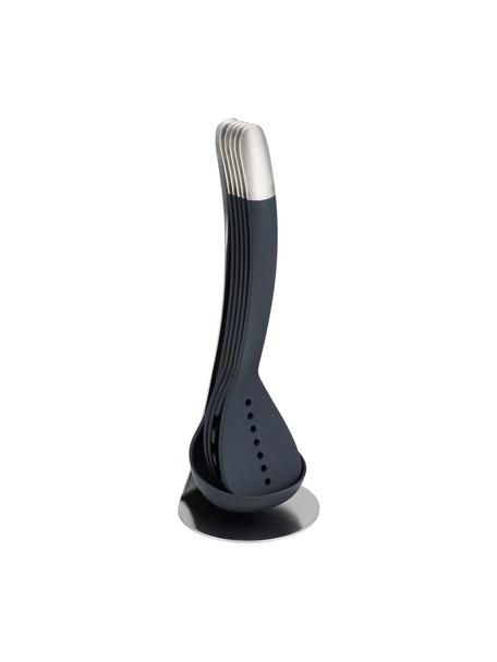Set de utensilios de cocina con soporte Nest, 6 pzas., Nylon, acero inoxidable, plástico termoplástico, Gris antracita, acero inoxidable, Ø 12 x Al 34 cm