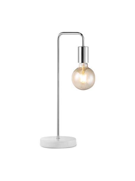 Lámpara de mesa de mármol Noble, Lámpara: metal recubierto, Cable: plástico, Plateado, blanco, negro, Ø 20 x Al 40 cm