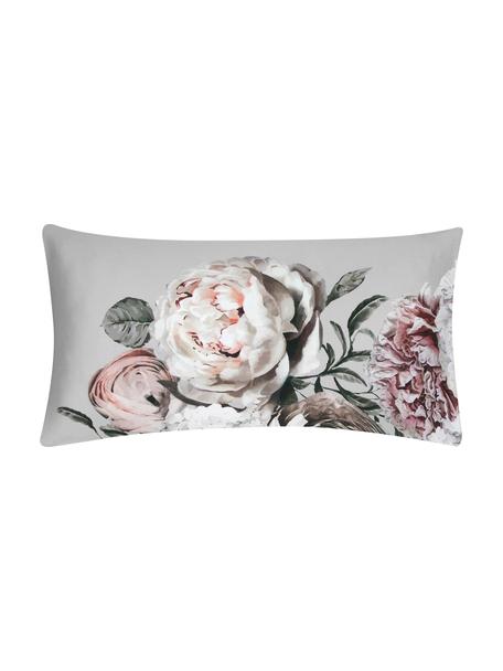 Baumwollsatin-Kopfkissenbezüge Blossom mit Blumen-Print, 2 Stück, Webart: Satin Fadendichte 210 TC,, Hellgrau, Beigetöne, B 40 x L 80 cm