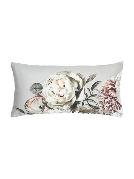 Baumwollsatin-Kopfkissenbezüge Blossom mit Blumen-Print, 2 Stück, Webart: Satin Fadendichte 210 TC,, Hellgrau, Beigetöne, B 40 x L 80 cm