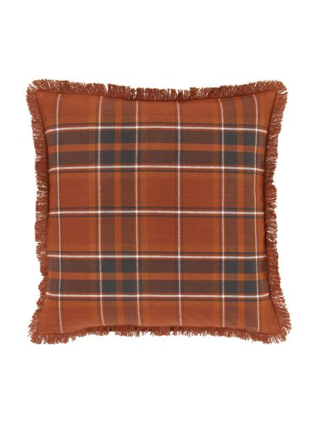 Poszewka na poduszkę z frędzlami Stirling, 100% bawełna, Terakota, S 45 x D 45 cm