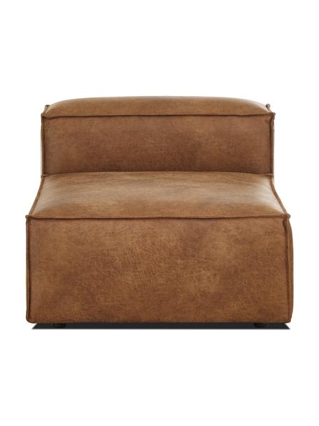 Módulo central sofá de cuero reciclado Lennon, Tapizado: cuero reciclado (70% cuer, Estructura: madera de pino maciza, ma, Patas: plástico Las patas están , Cuero marrón, An 89 x F 119 cm