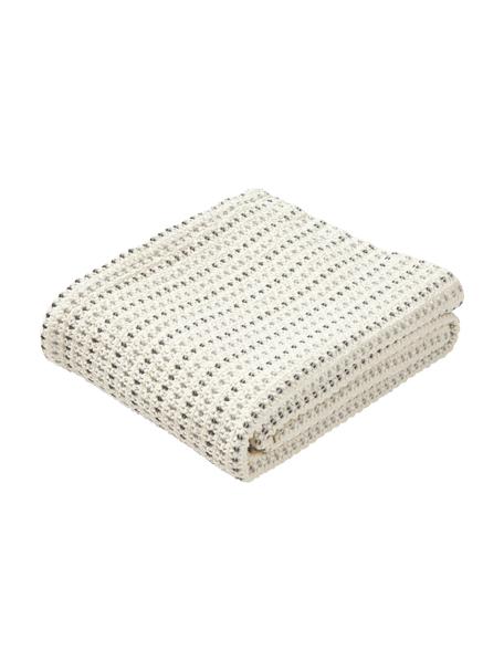 Katoenen deken Kimber met wafelstructuur, 100% katoen, Crèmewit, grijstinten, B 130 x L 170 cm
